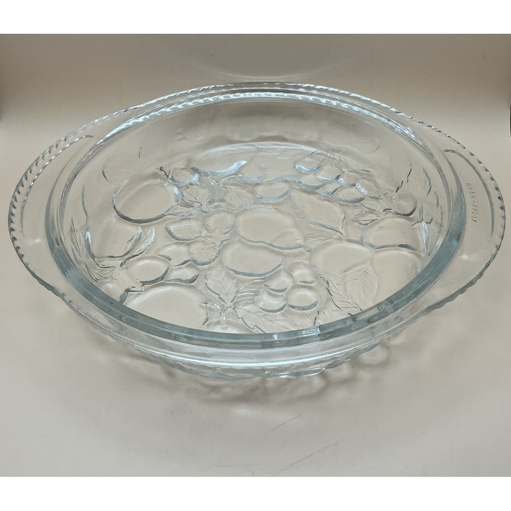 Vintage Libbey Orchard Fruit Clear Glass Casserole Lid 9"‎ Pie Plate Replacement
